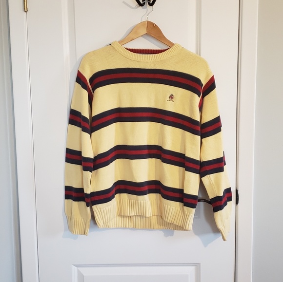 Tommy Hilfiger Sweaters - TOMMY HILFIGER Yellow Red Blue Striped Sweater